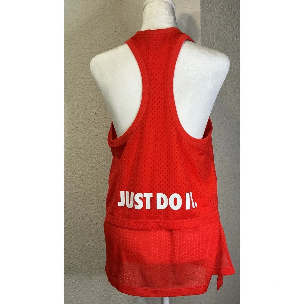 Nike Sportswear Womens Mesh Tank Top Red Just Do It Racerback Gym Streetwear